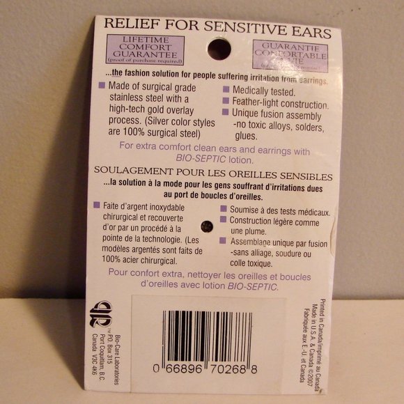 Drop Heart Earrings for Sensitive Ears Non Toxic Metals Surgical Grade NEW NWT - Picture 3 of 3